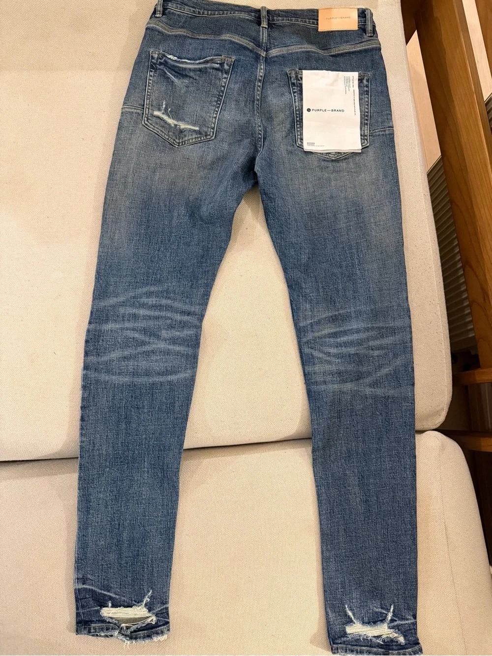 PURPLE BRAND Slim Patchwork Blue Men's Jeans - Distressed Denim